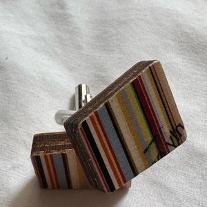Wooden Stripped Colorful Cuff Links